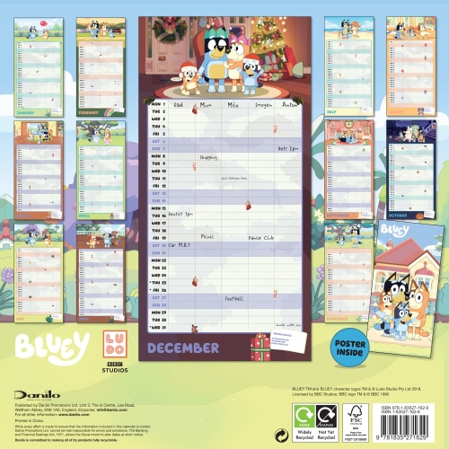 Bluey 2025 Family Organiser Wall Calendar Officially Licensed